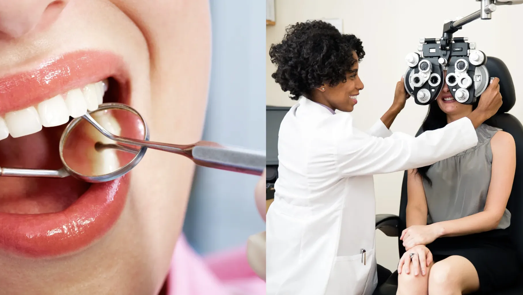 Employee receiving an eye checkup at an onsite vision camp