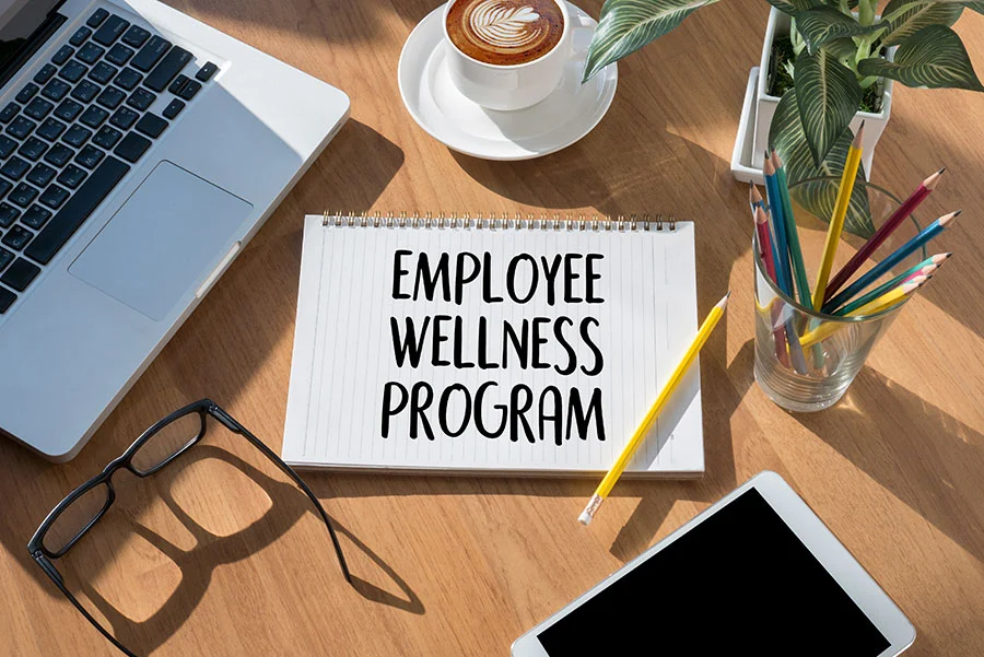 Employees participating in a corporate wellness campaign event